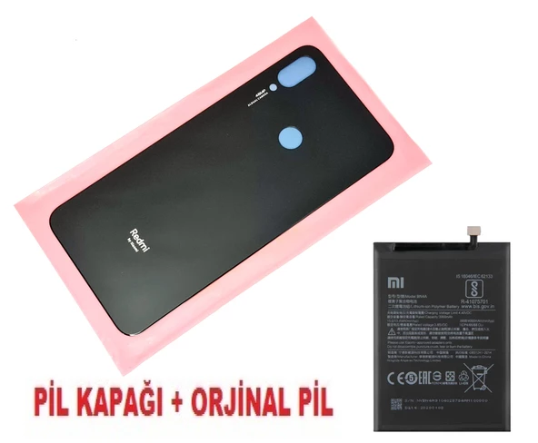 Tkgz Xiaomi Redmi NOTE 7 Arka Pil Batarya Kapağı + PİL (CAM) SİYAH