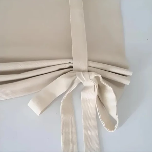 Vintage Fon Perde ,bağ Detaylı, Buldan Naturel Keten Fon Perde - 3