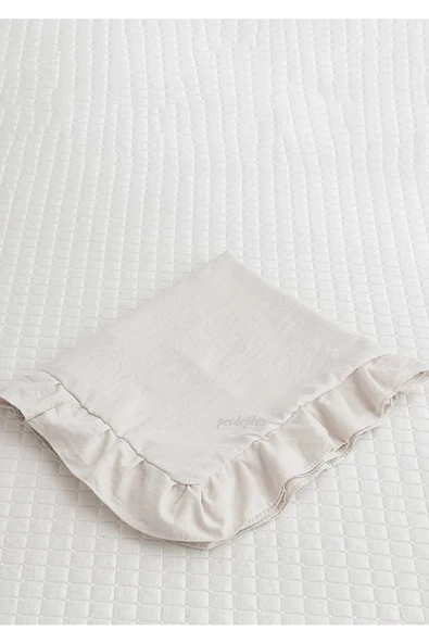 Naturel Buldan Keteni, Uzun Yastık Kılıfı, Fırfırlı Bej - 4