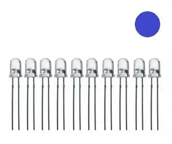 5mm Şeffaf Mavi Led Paketi - 100 Adet