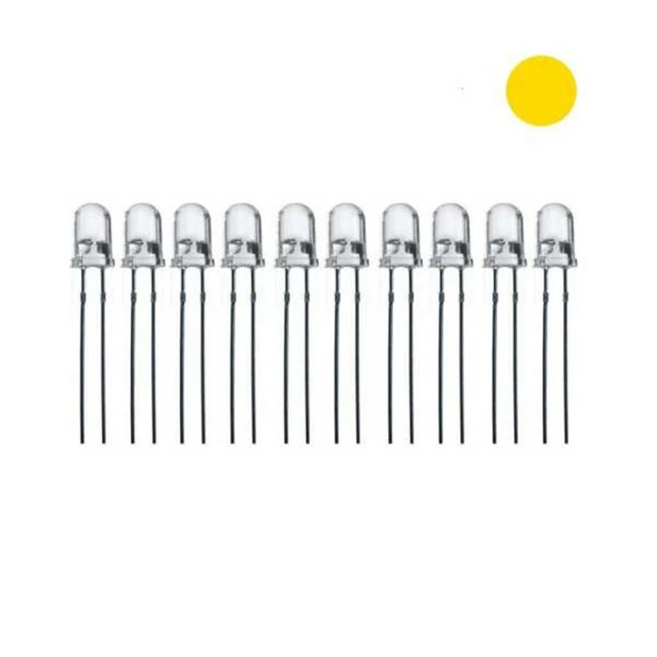 5mm Şeffaf Sarı Led Paketi - 10 Adet