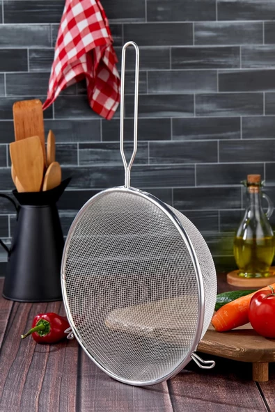 Tencereye Takılan 25 Cm Lüks Büyük Boy Çelik Tel Süzgeç & Kevgir - 2