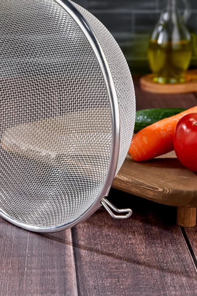 Tencereye Takılan 22 Cm Lüks Orta Boy Çelik Tel Süzgeç & Kevgir - 5