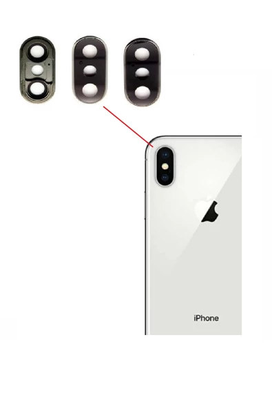 iPhone X FULL Arka Kamera Camı Lens Yapışkanlı BEYAZ
