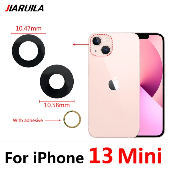 iPhone 13 MİNİ 2 Lİ Arka Kamera Camı Lens Yapışkanlı ürün görseli 1