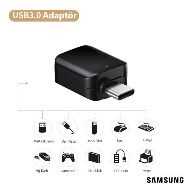 Samsung Type-C to UsbA 3.0 OTG Dönüştürücü İthalatçı Garantili - 3