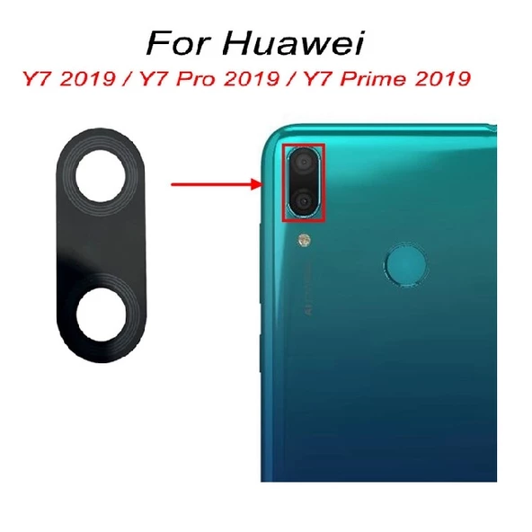 Tkgz Huawei Uyumlu Y7 2019 Arka Kamera Camı Lens Yapışkanlı