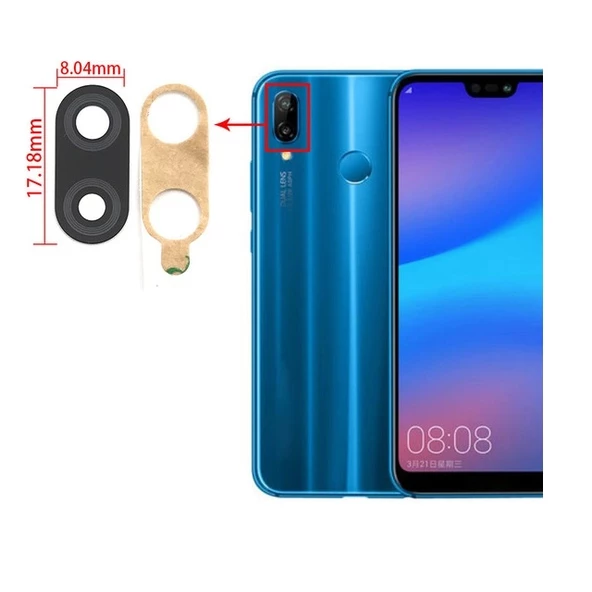 Tkgz Huawei Uyumlu P20 Lite Arka Kamera Camı Lens Yapışkanlı ürün görseli 1