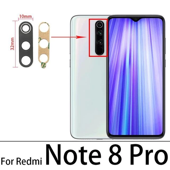 Xiaomi Redmi NOTE 8 PRO Arka Kamera Camı Lens Yapışkanlı