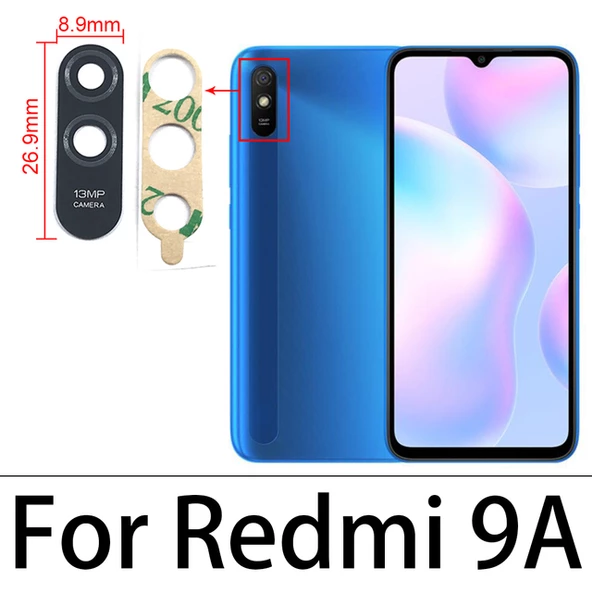 Xiaomi Redmi 9A-9C Arka Kamera Camı Lens Yapışkanlı