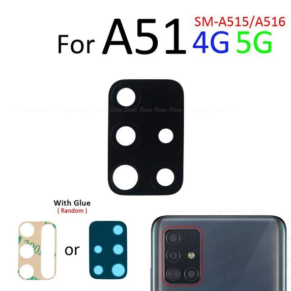 Samsung Galaxy A51 Arka Kamera Camı Lens Yapışkanlı