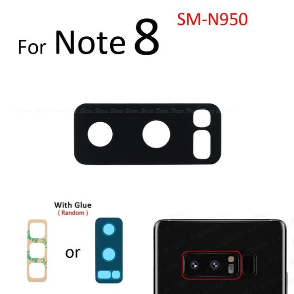 Samsung Galaxy NOTE 8 Arka Kamera Camı Lens Yapışkanlı