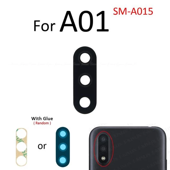 Samsung Galaxy A01 Arka Kamera Camı Lens Yapışkanlı