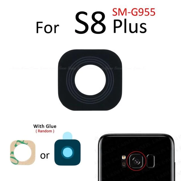 Samsung Galaxy S8 PLUS Arka Kamera Camı Lens Yapışkanlı ürün görseli 1