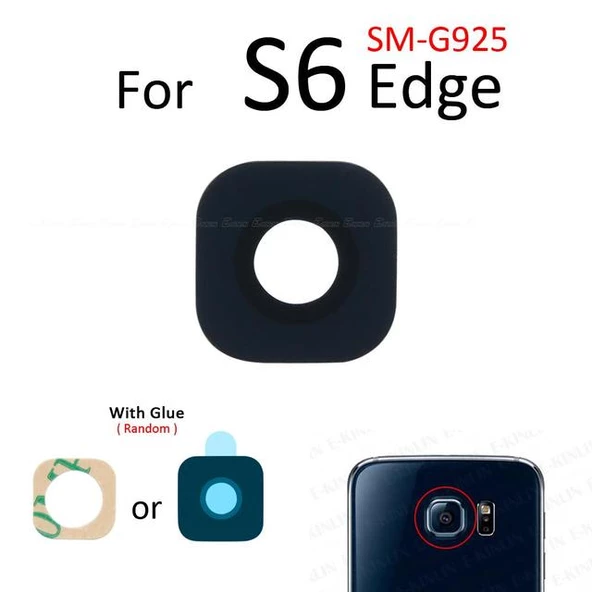 Samsung Galaxy S6 EDGE Arka Kamera Camı Lens Yapışkanlı