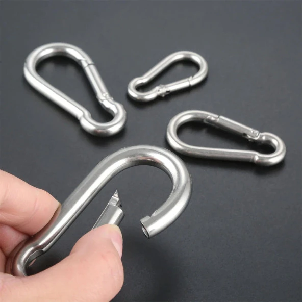 Karabina Yaylı Kanca Paslanmaz Çelik Kilit Olta Dağcılık Kamp Malzemeleri Salıncak (12 MM) 5 ADET - 7