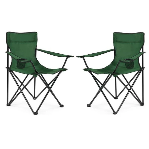 2 Li Katlanabilir Kamp Sandalyesi Piknik Sandalyesi Plaj Sandalyesi Yeşil Taşıma Çantalı