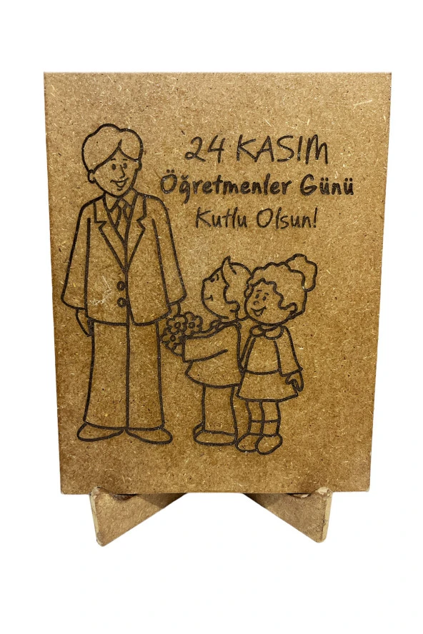 Dekoratif Öğretmenler Günü Portresi Ahşap Üzerine Kazıma Ahşap Ayaklı - 2