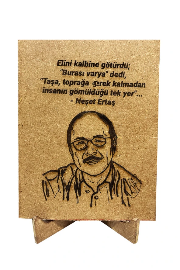 Dekoratif Neşet Ertaş Portresi Ahşap Üzerine Kazıma Ahşap Ayaklı - 2