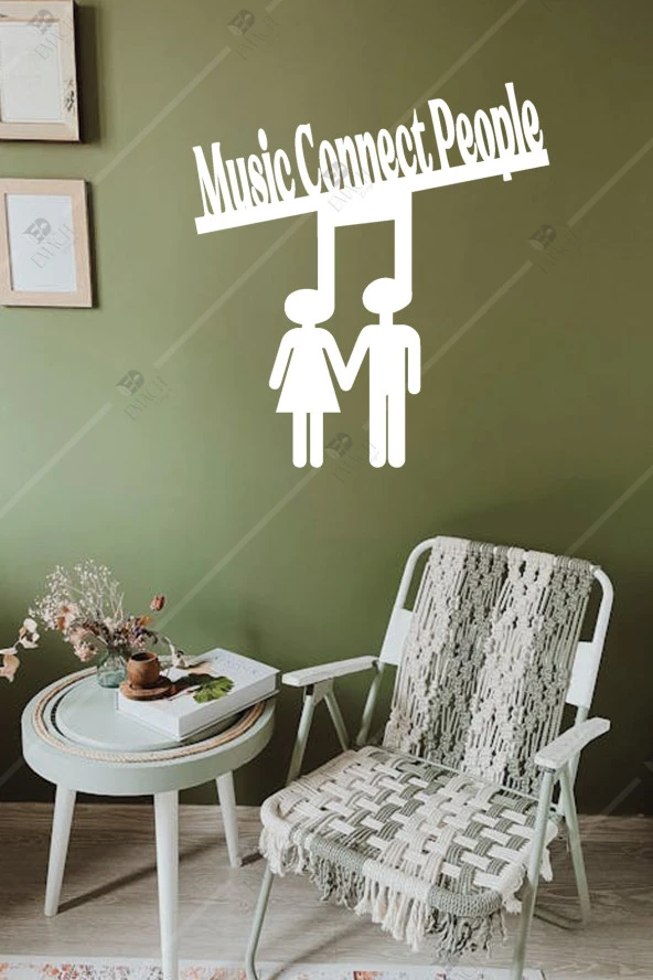 Music Connects People Yazılı Ahşap Duvar Dekoru Tablo - 2
