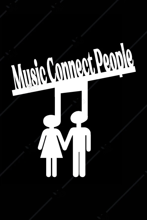 Music Connects People Yazılı Ahşap Duvar Dekoru Tablo - 4