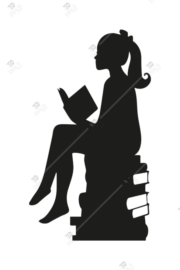 Kitap Okuyan Kız Temalı Ahşap Duvar Dekoru - 20x35 Cm - Çift Taraflı Bant Ile Kolay Montaj - 2