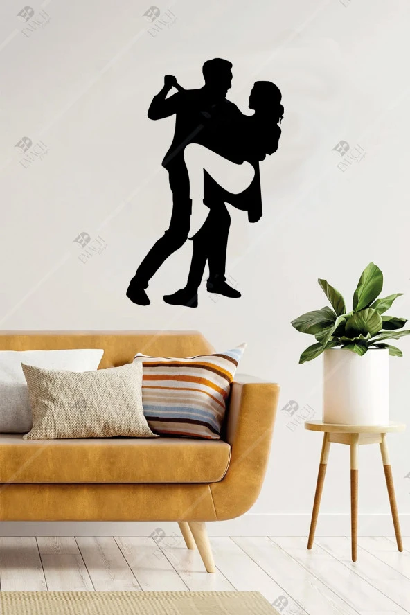 Ahşap Love Tango Dans Eden Çift Duvar Dekoru - Kolay Montaj - 30x20 Cm