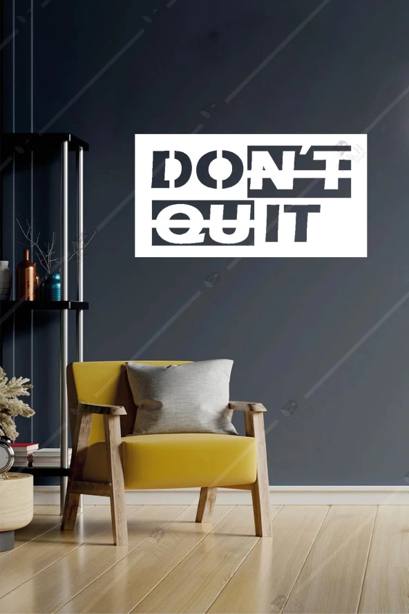 Ahşap Don't Quit Inspirational Duvar Dekoru - Kolay Montaj - 20x40 Cm