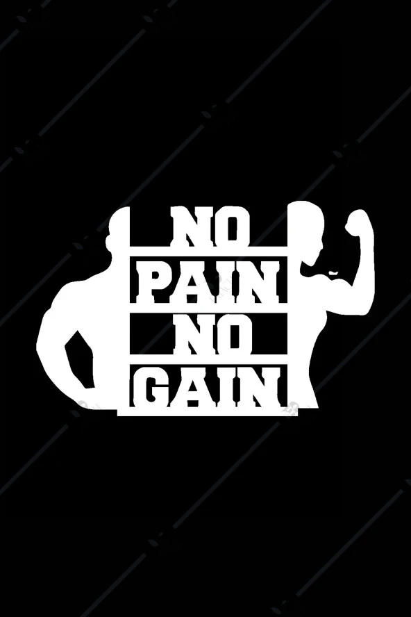 No Pain No Gain Fitness Inspirational Ahşap Duvar Dekoru - 3 Mm Mdf - Kolay Montaj - 2