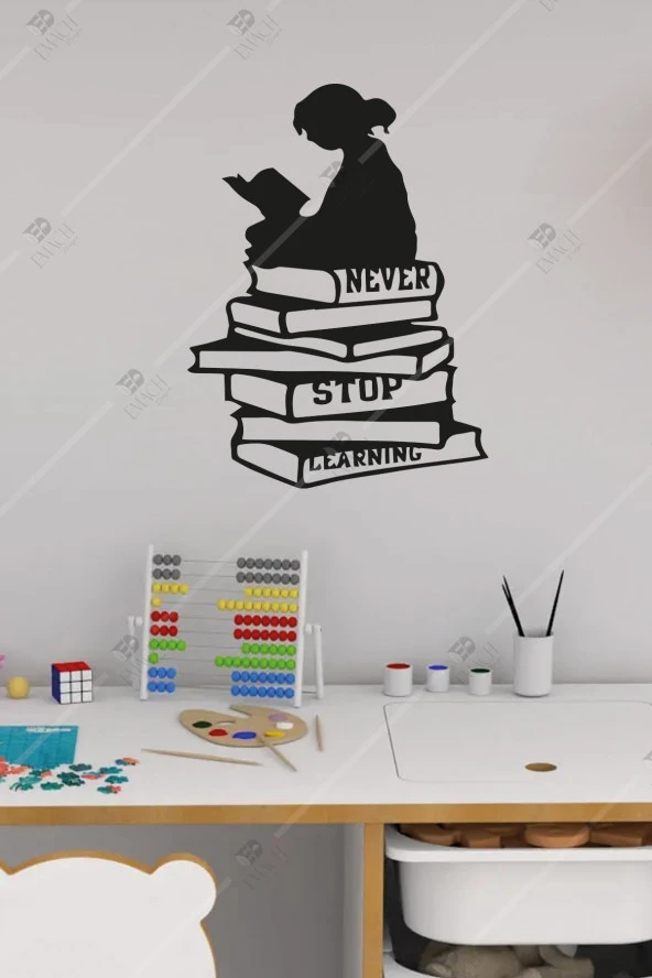 Never Stop Learning Duvar Dekor Hediyelik Eşya Ahşap Tablo