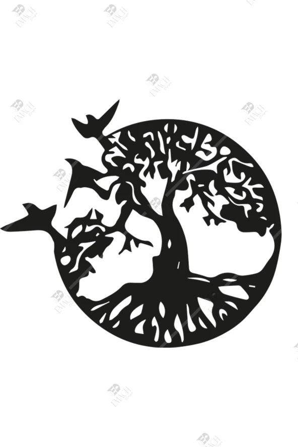 Kuş Ve Ağaç Temalı Ahşap Duvar Dekor Tablosu - 2
