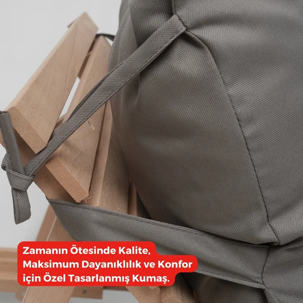 XPERMATE Pofuduk Şezlong Minderi Çantalı 60x180x12Cm Su İtici,Katlanır,UV Güneş Dayanımı, Fermuar, Antrasit - 3