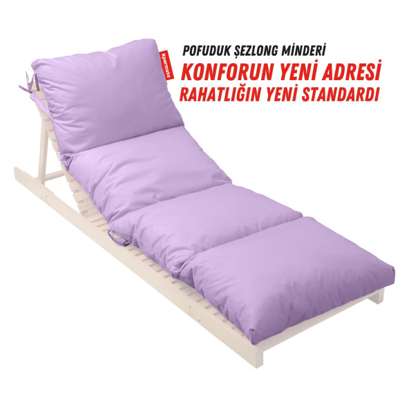 XPERMATE Pofuduk Şezlong Minderi 60x180x12Cm Su İtici,Katlanır,UV Güneş Dayanımı, Fermuar, Lila