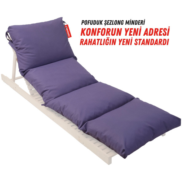 XPERMATE Pofuduk Şezlong Minderi 60x180x12Cm Su İtici,Katlanır,UV Güneş Dayanımı, Fermuar, Mor