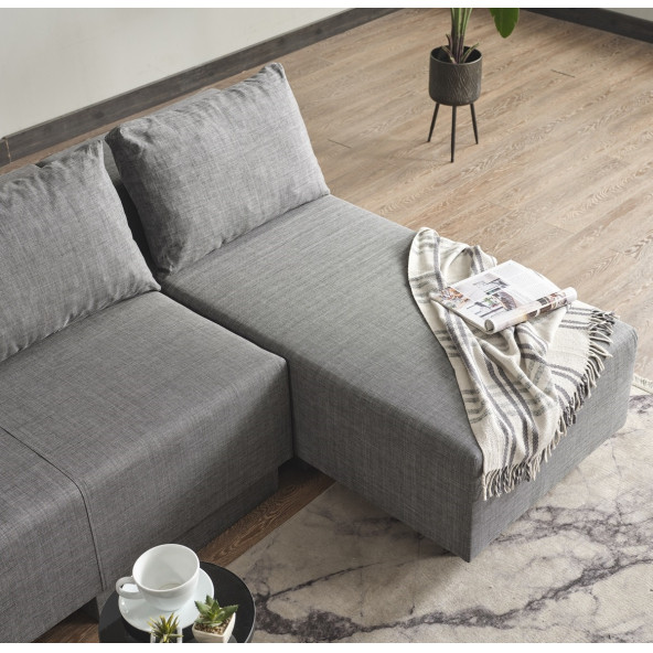 KAGU CORNER POLY-M KÖŞE TAKIMI-KANEPE-YATAK-DİNLENME 4 FARKLI MODEL TEK MODÜL-Gri - 4