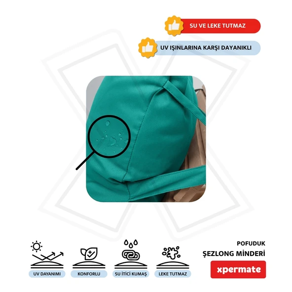 XPERMATE Pofuduk Şezlong Minderi Çantalı 60x180x12Cm Su İtici,Katlanır,UV Güneş Dayanımı, Fermuar, Turkuaz - Resim 4