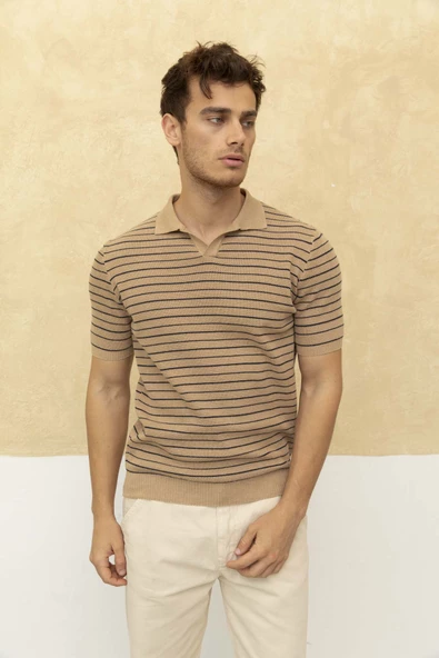 Çizgili Polo Yaka T-Shirt - 9