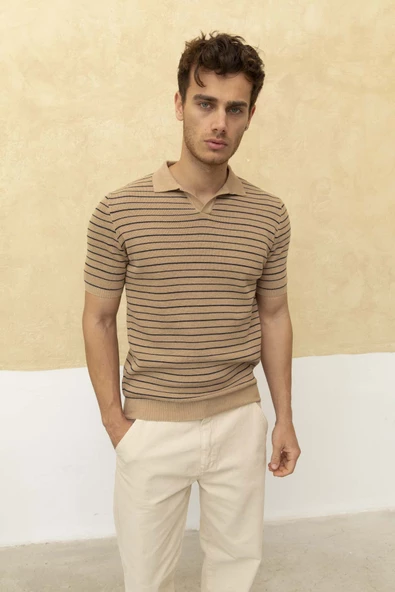 Çizgili Polo Yaka T-Shirt - 10