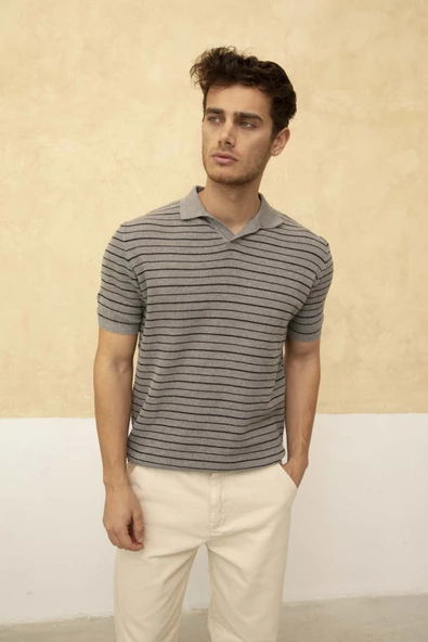 Çizgili Polo Yaka T-Shirt - 2