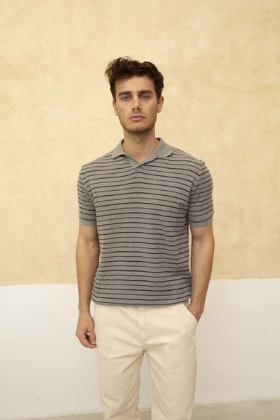 Çizgili Polo Yaka T-Shirt