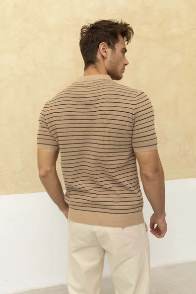 Çizgili Polo Yaka T-Shirt - 11