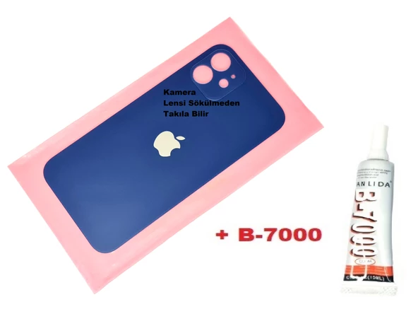 iPhone 12 Arka Pil Batarya Kapağı (CAM+B-7000) LACİVERT ürün görseli 1