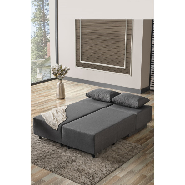 KAGU CORNER POLY-M KÖŞE TAKIMI-KANEPE-YATAK-DİNLENME 4 FARKLI MODEL TEK MODÜL-Koyu Gri - 2