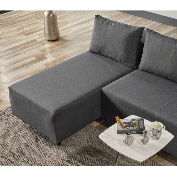 KAGU CORNER POLY-M KÖŞE TAKIMI-KANEPE-YATAK-DİNLENME 4 FARKLI MODEL TEK MODÜL-Koyu Gri - 5