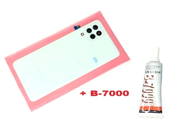 Samsung Galaxy A22 (4G) Arka Pil Batarya Kapağı (FULL Kamera Lensli+B-7000) MAVİ