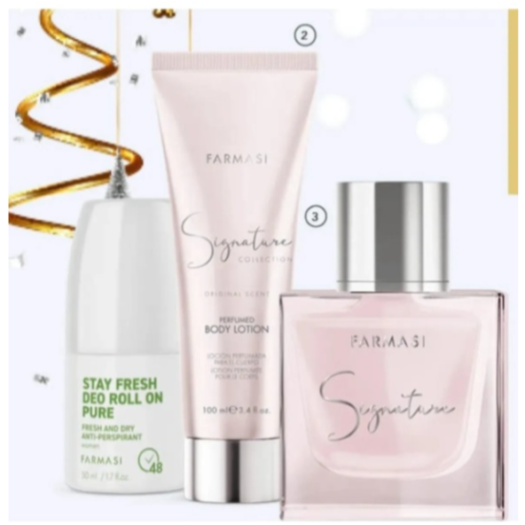 Farmasi Signature Kadın Parfüm EDP 50 ML + Pure Kadın Roll-On Deodorant 50 ML + Vücut Losyonu 100 ML