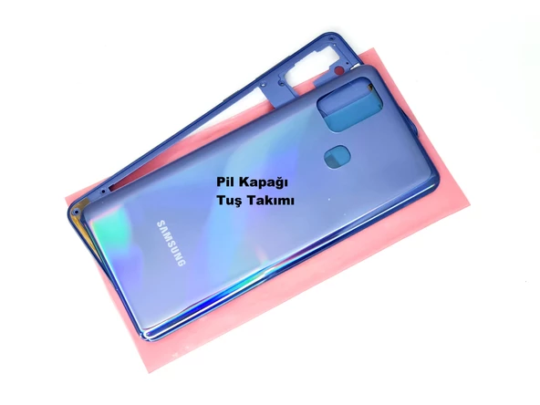 Samsung Galaxy A21S FULL ORJ KASA Arka Pil Batarya Kapağı (TAMİR SETİ) MAVİ - Resim 2