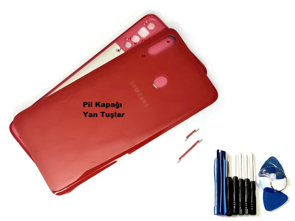 Samsung Galaxy A20S FULL ORJ KASA Arka Pil Batarya Kapağı (TAMİR SETİ) KIRMIZI