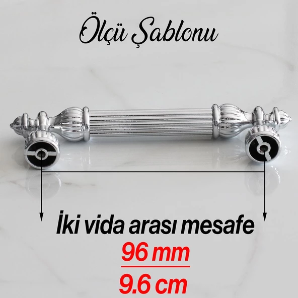 Şah 96 mm Krom Renk Kulp Metal Mobilya Dolap Çekmece Kapak Mutfak Kulpları Kulbu Dolabı Kulpu - Resim 4
