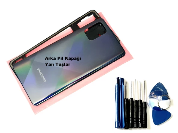 Samsung Galaxy A71 (A715) FULL ORJ KASA Arka Pil Batarya Kapağı (TAMİR SETİ) SİYAH ürün görseli 1